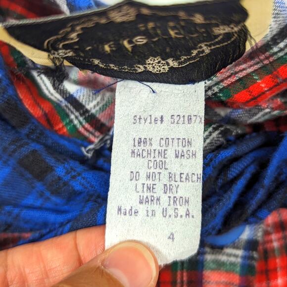 Vintage Julie Tennant Dress Girls Size 4 Flannel Red Plaid - Picture 5 of 5